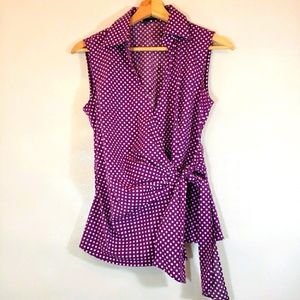 Vintage Express Polka Dot Wrap Top Sleeveless S